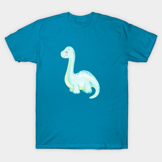 Cute blue dinosaur T-Shirt by DreamLoudArt